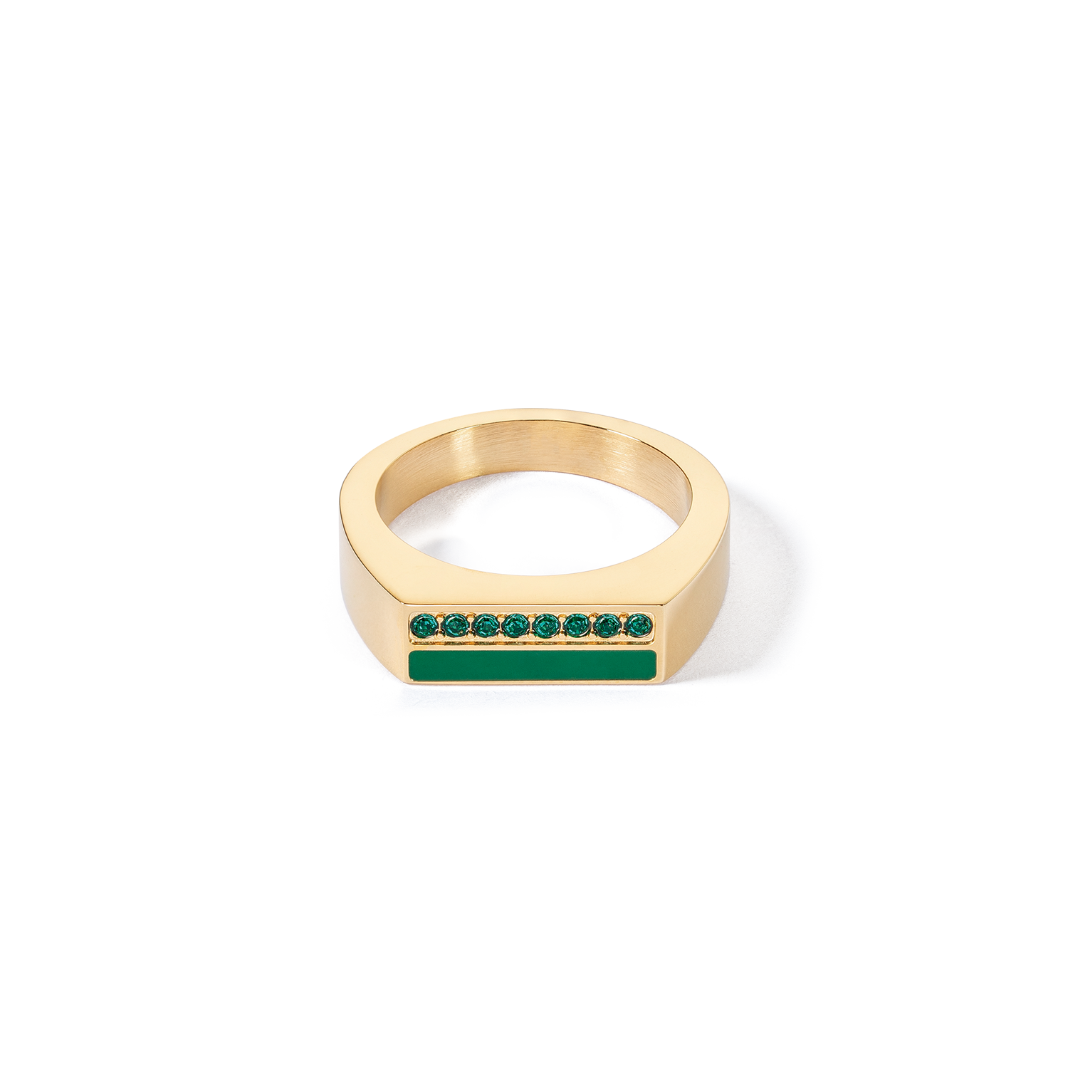 Ring Square Stripes gold-green