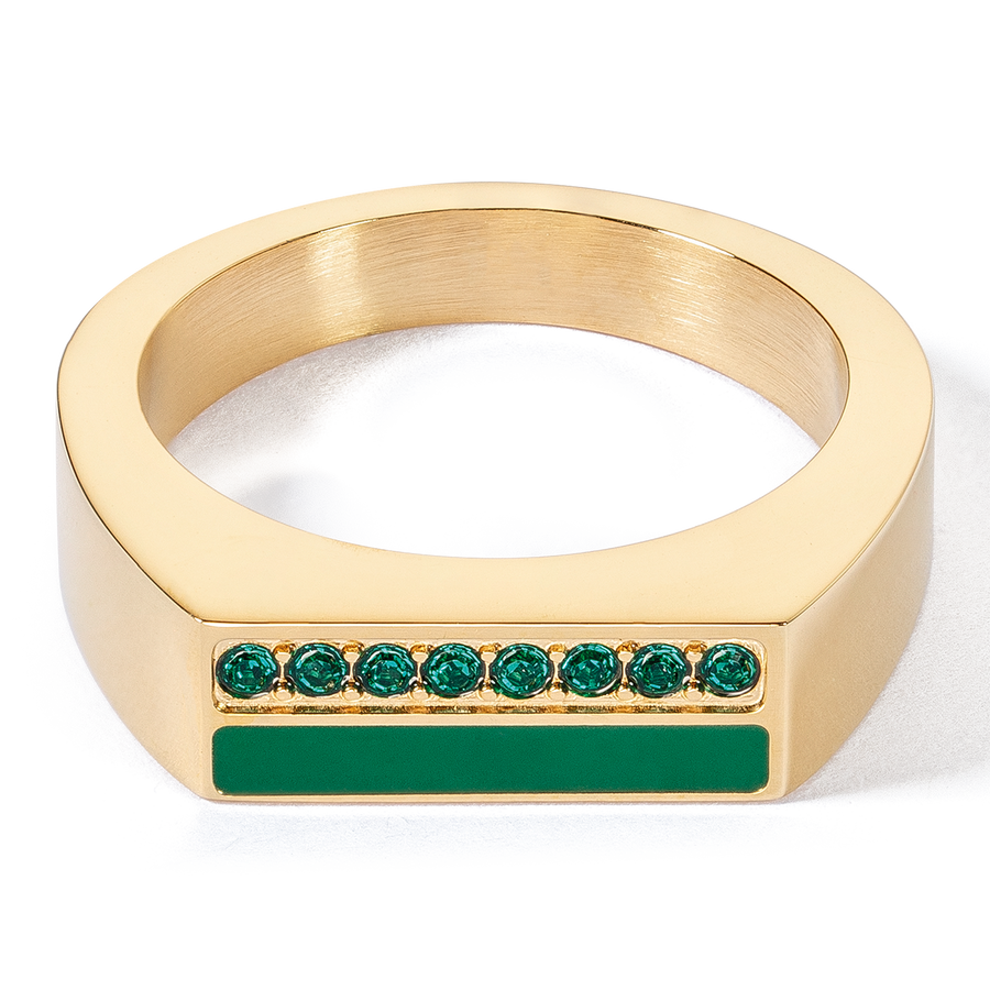 Ring Square Stripes gold-green