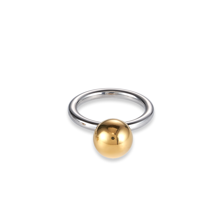 Ring stainless steel ball large gold