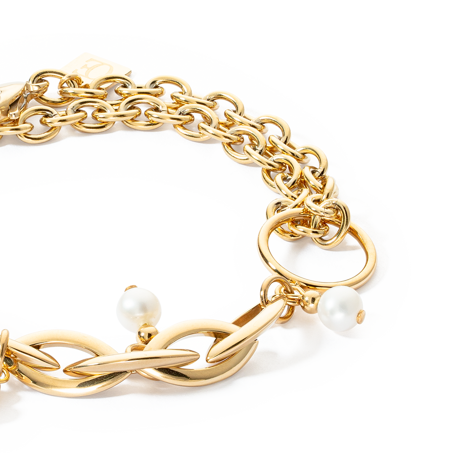 Bracelet Y Navette Freshwater Pearls gold