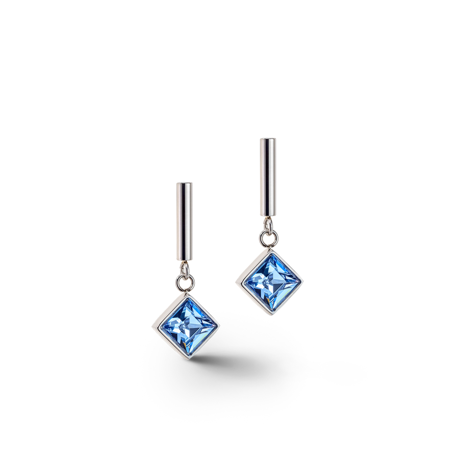 Brilliant Square earrings silver light blue