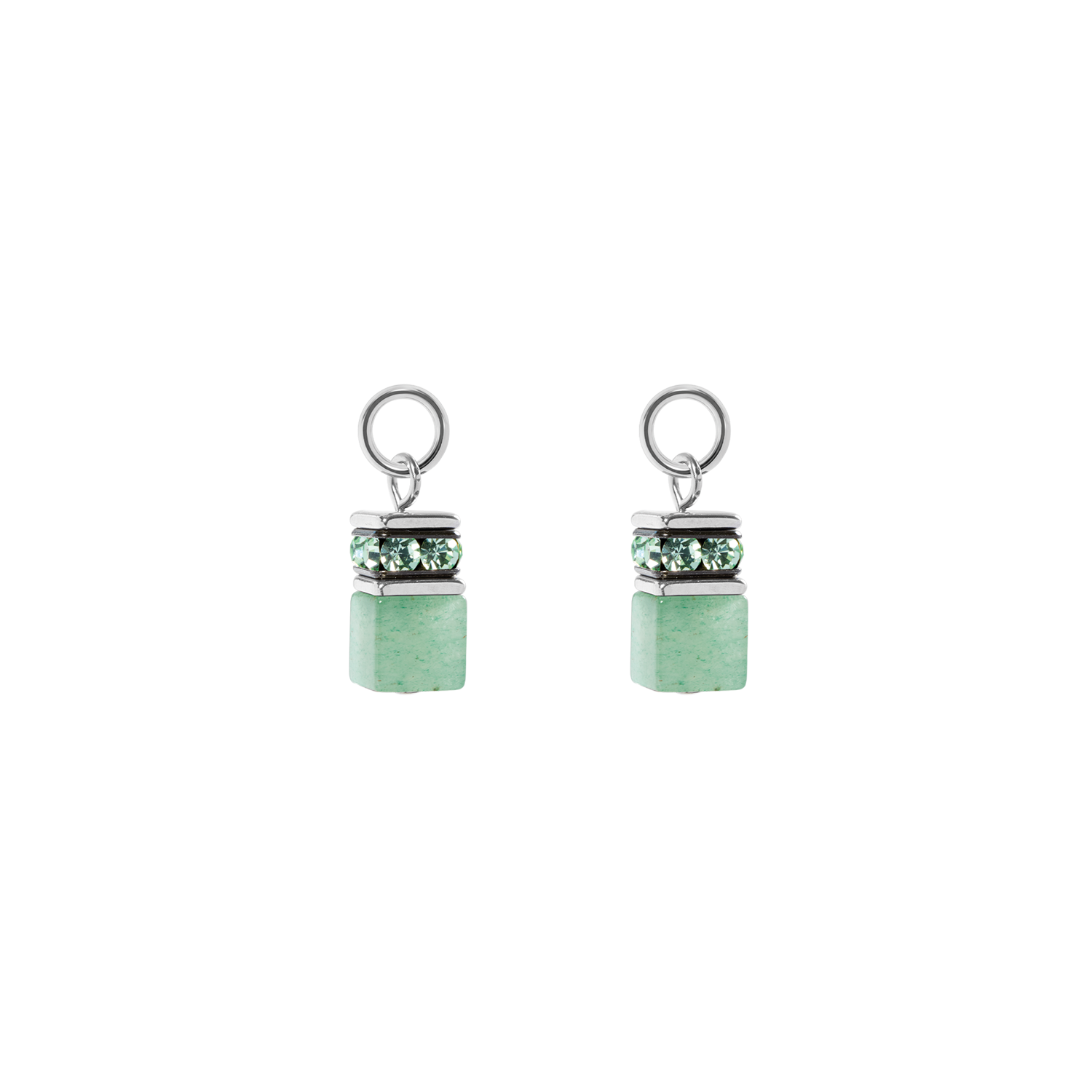 EAR ME UP Charm GeoCUBE® silver-light green