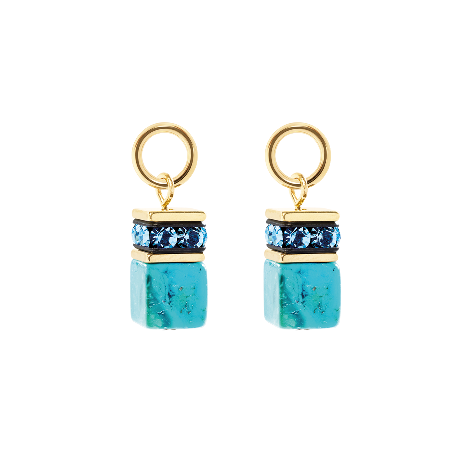 EAR ME UP Charm GeoCUBE® gold-turquoise