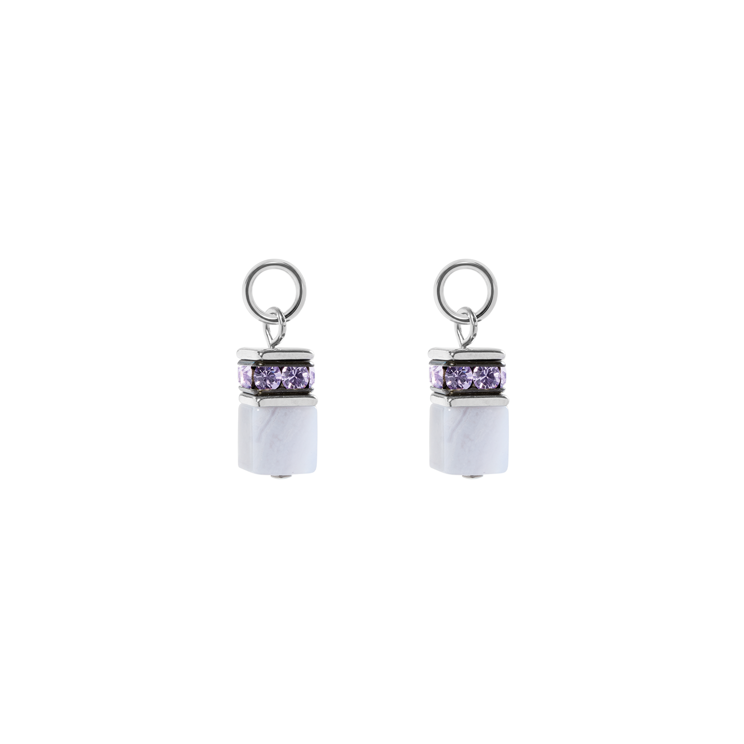 EAR ME UP Charm GeoCUBE® silver-light blue
