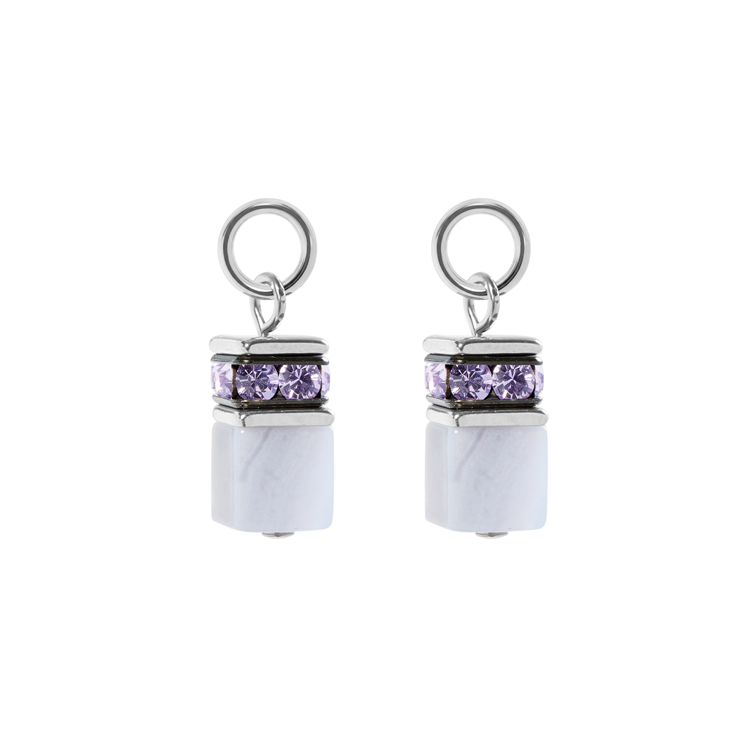 EAR ME UP Charm GeoCUBE® silver-light blue