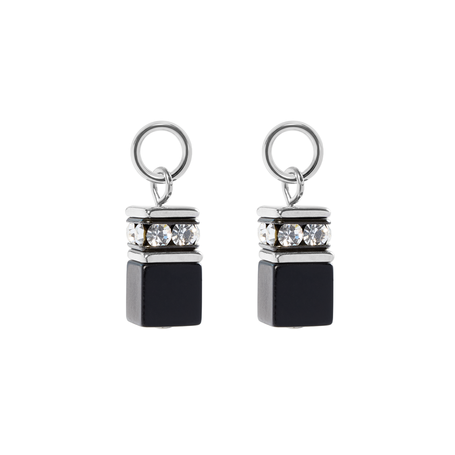 EAR ME UP Charm GeoCUBE® silver-black