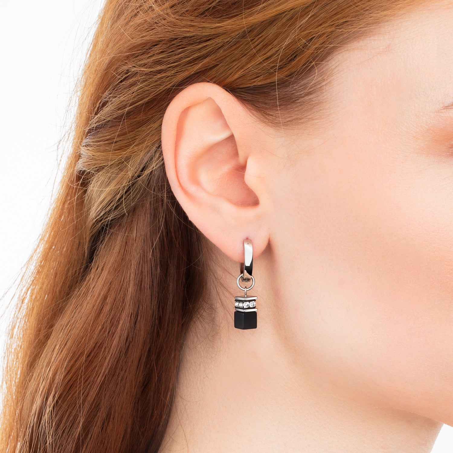 EAR ME UP Charm GeoCUBE® silver-black