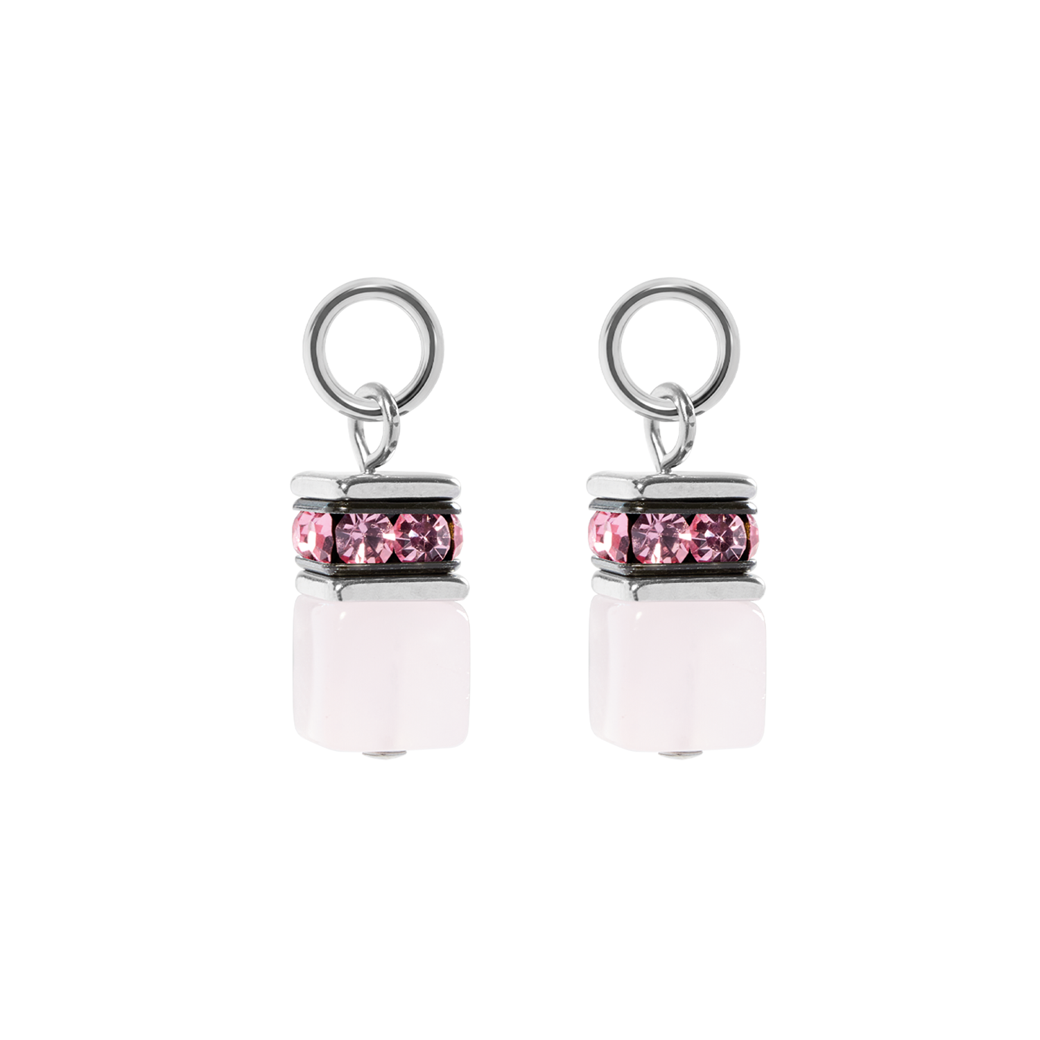 EAR ME UP Charm GeoCUBE® silver-pink