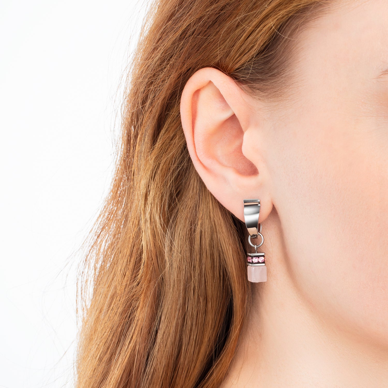 EAR ME UP Charm GeoCUBE® silver-pink