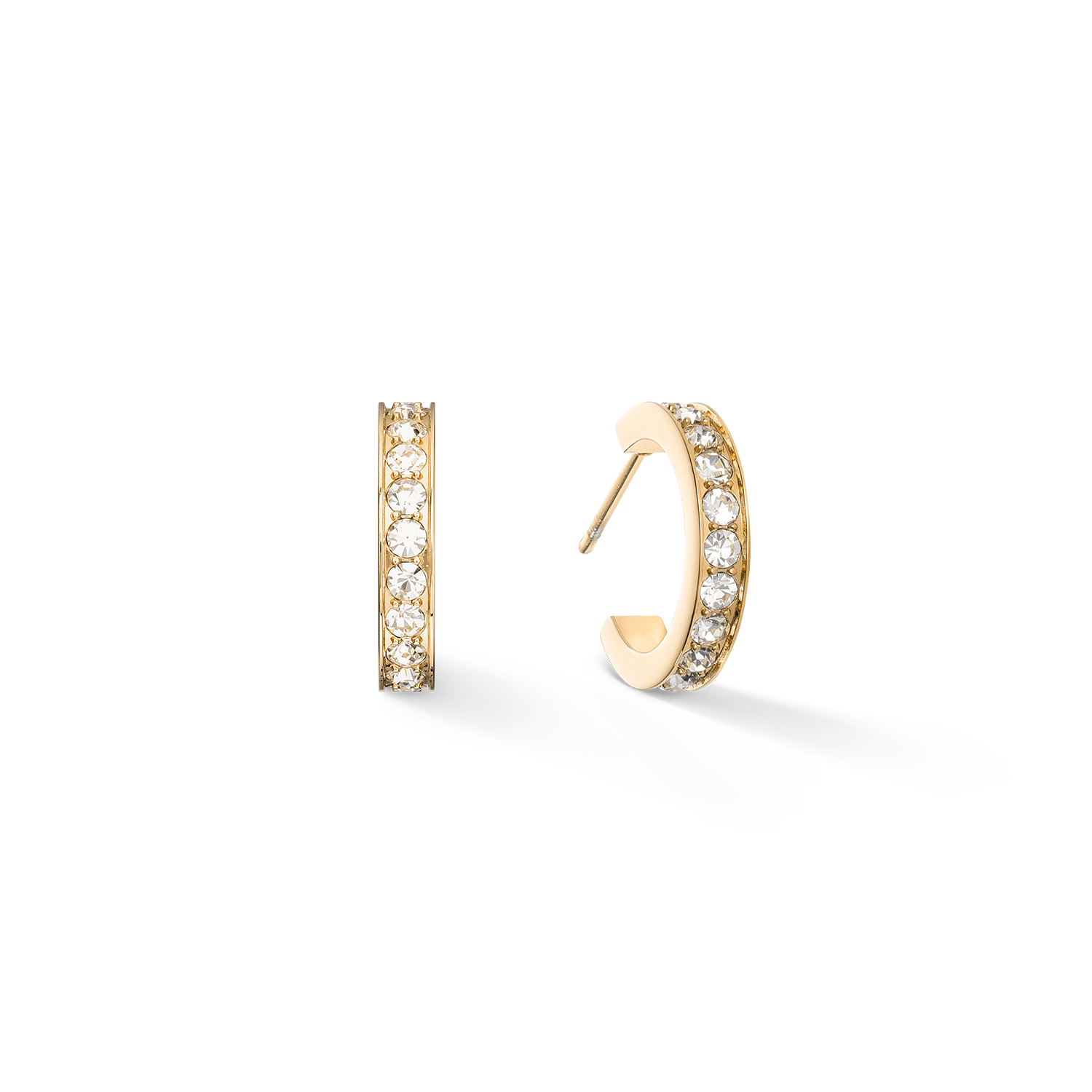 Hoop earrings 15 stainless steel & crystals gold crystal