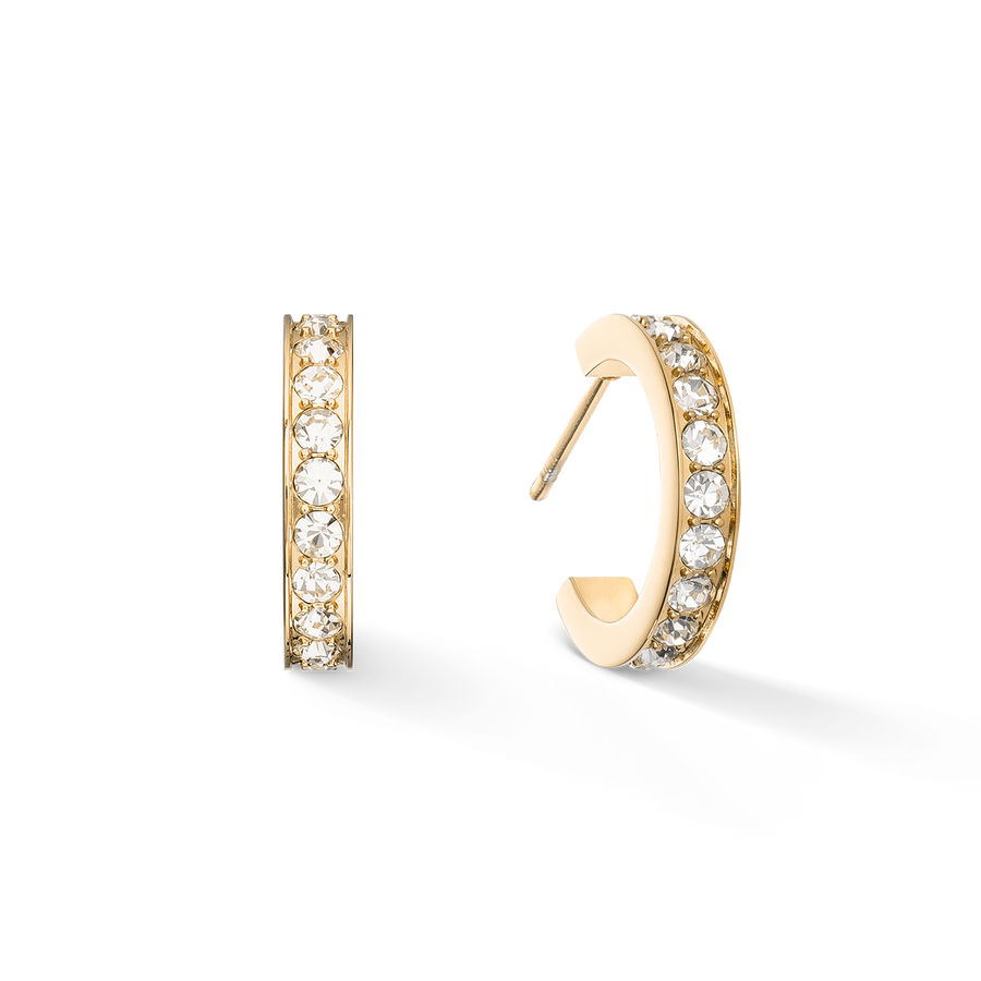 Hoop earrings 15 stainless steel & crystals gold crystal