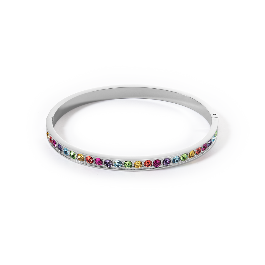 Bracelet stainless steel & crystals silver multicolor (size 17 cm)