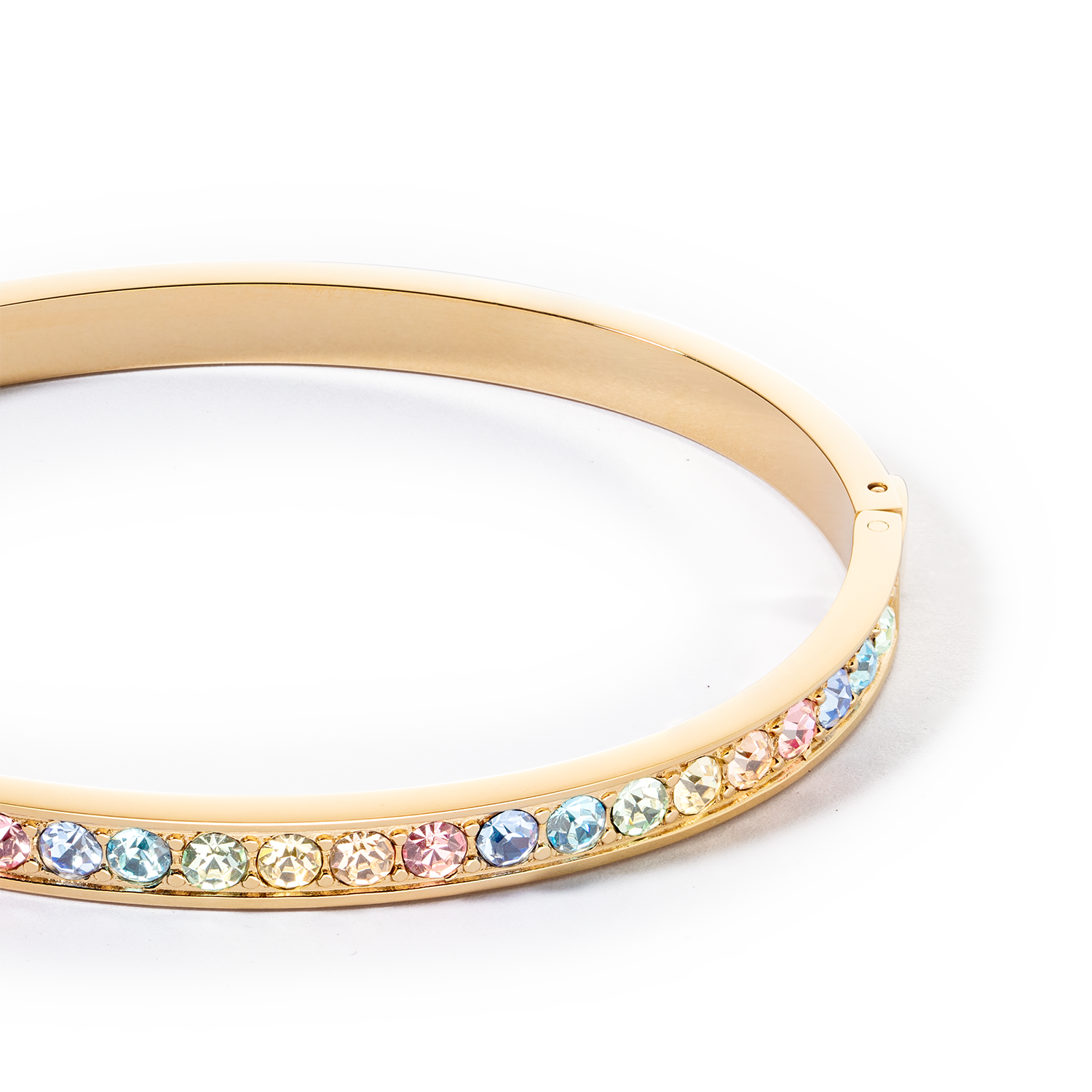 Bracelet stainless steel & crystals gold multi pastel (size 17 cm)
