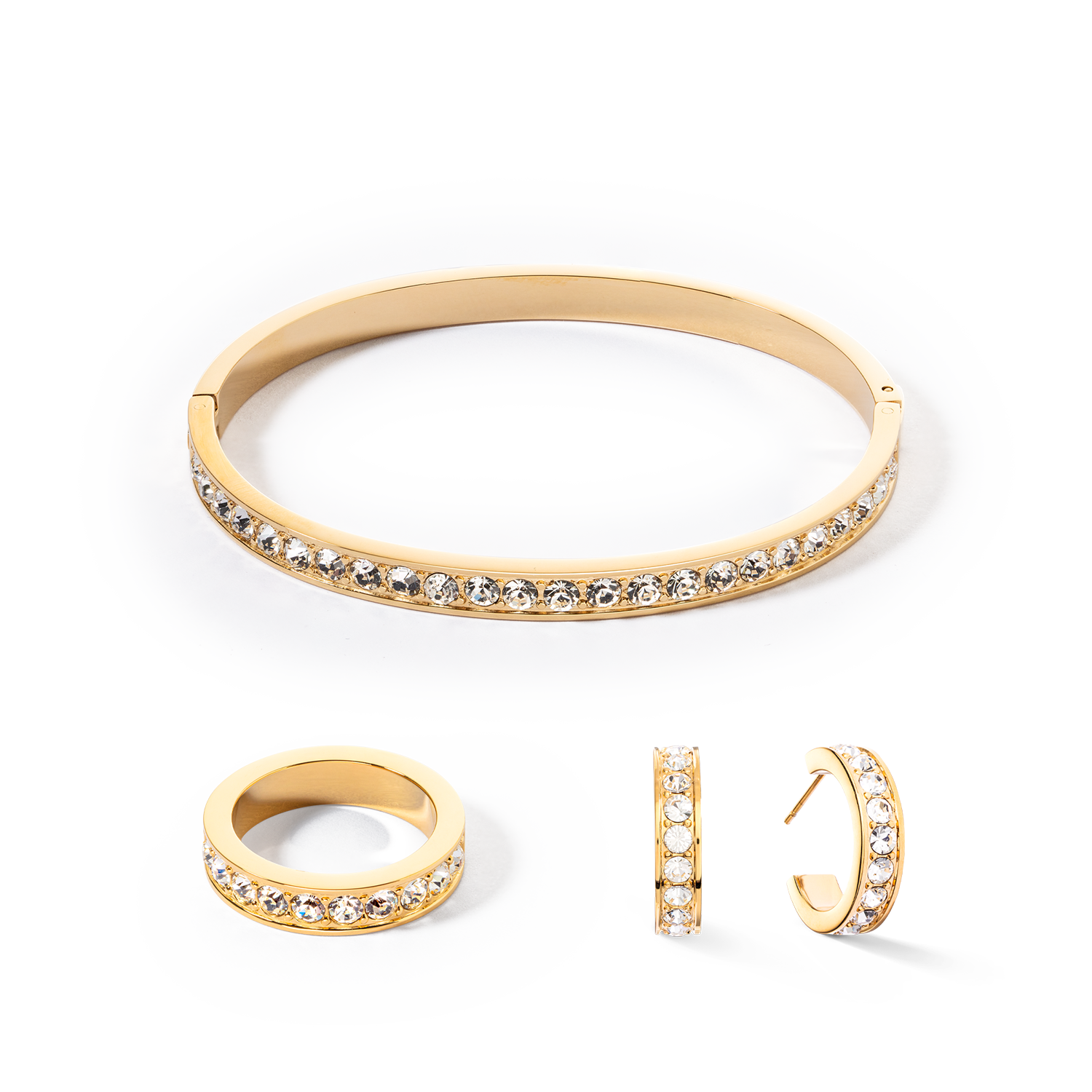 Bracelet stainless steel & crystals gold crystal (size 17 cm)