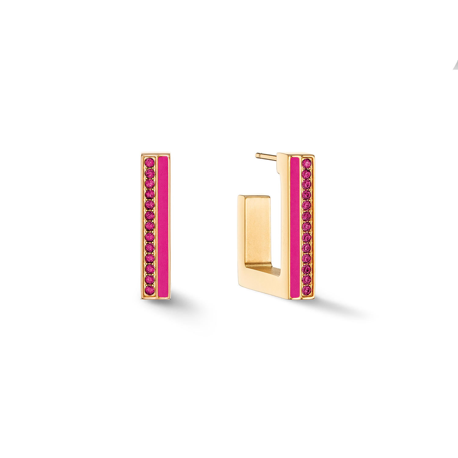 Earrings Hoops Square Stripes 20 gold