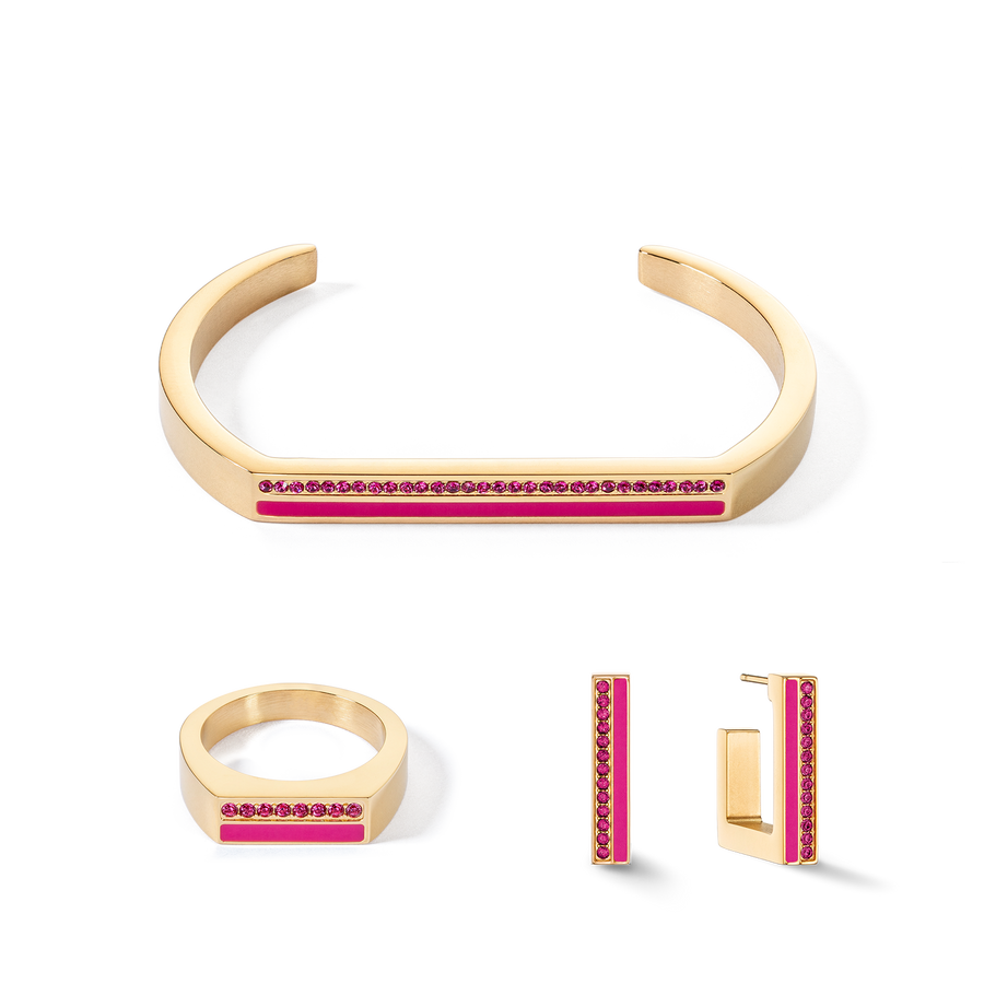 Earrings Hoops Square Stripes 20 gold-pink