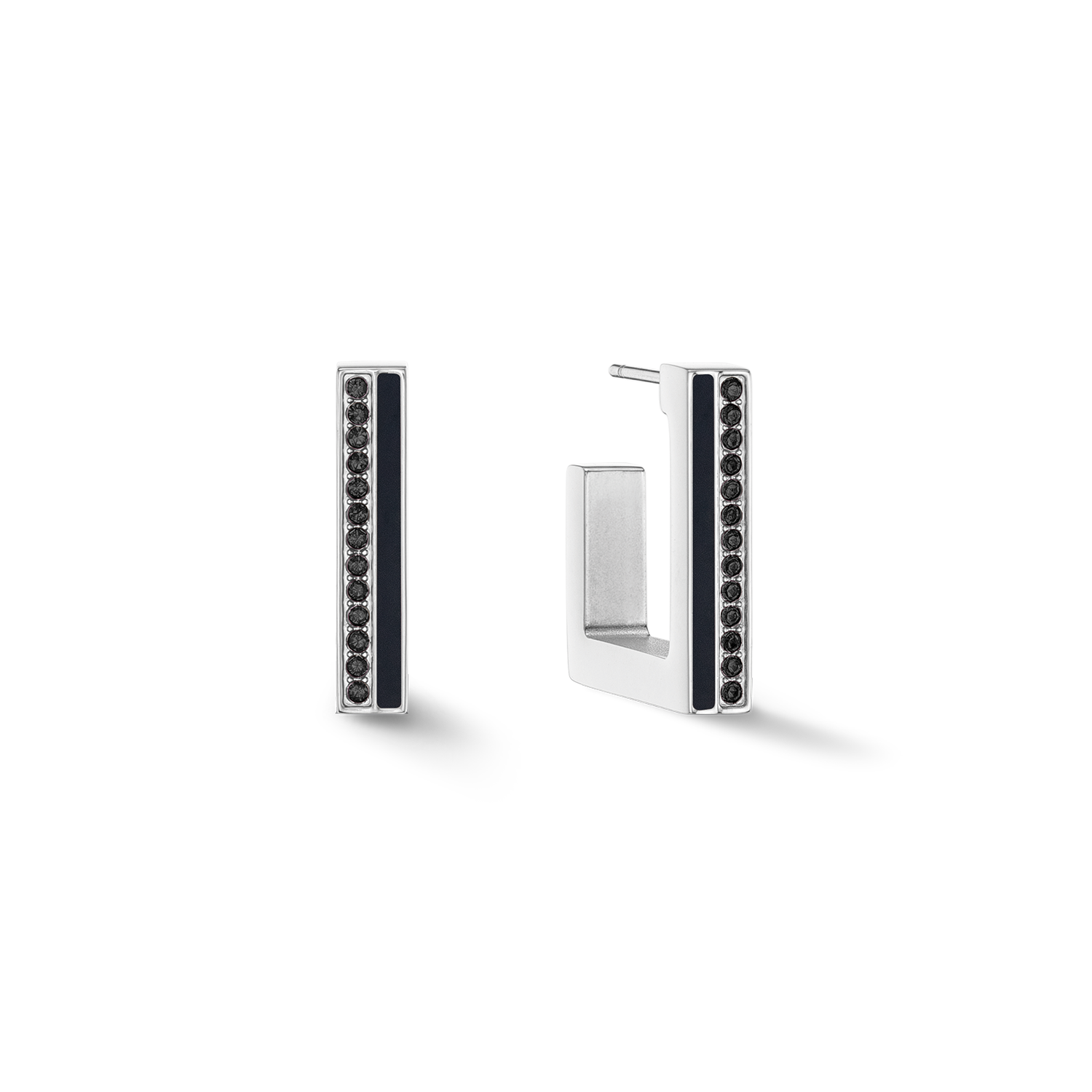 Earrings Hoops Square Stripes 20 silver