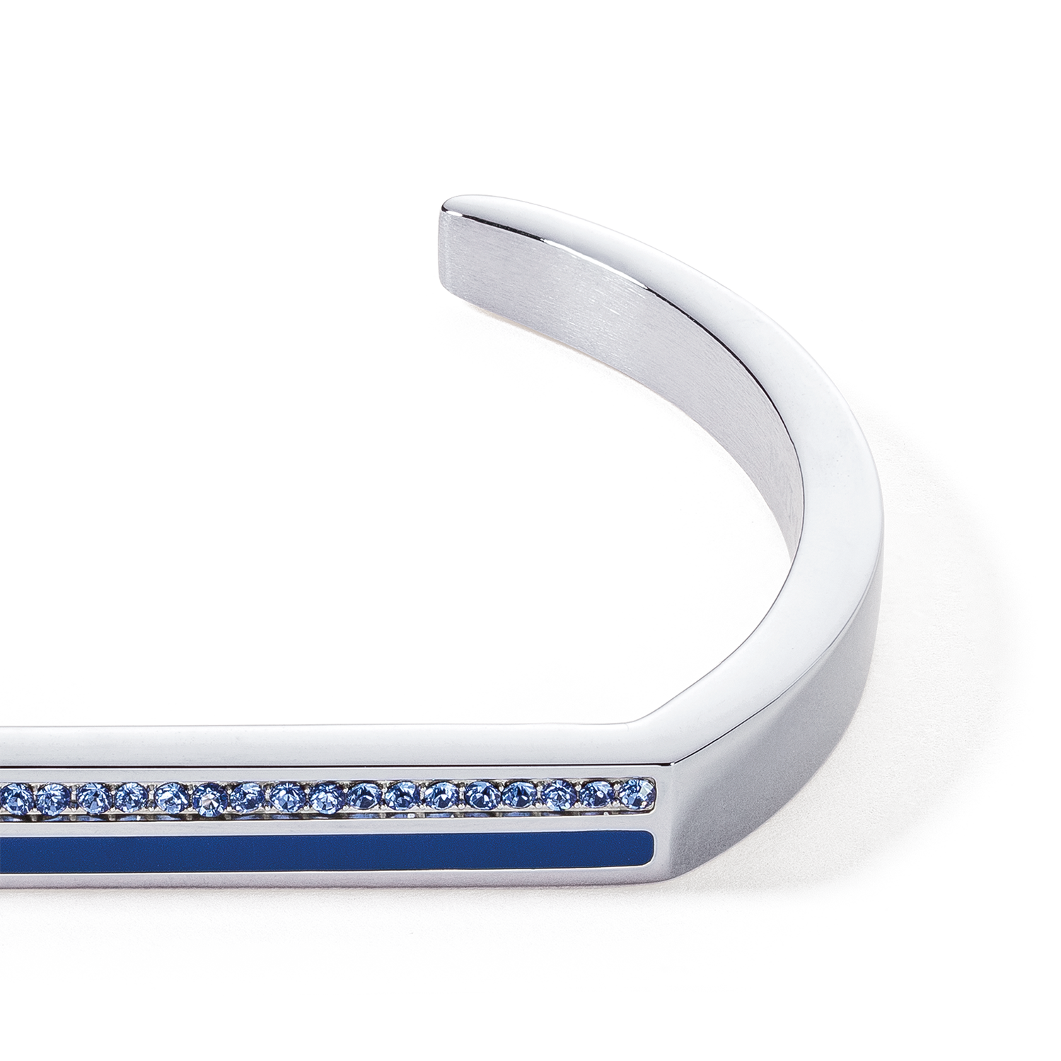 Bangle Cuff Square Stripes silver-blue