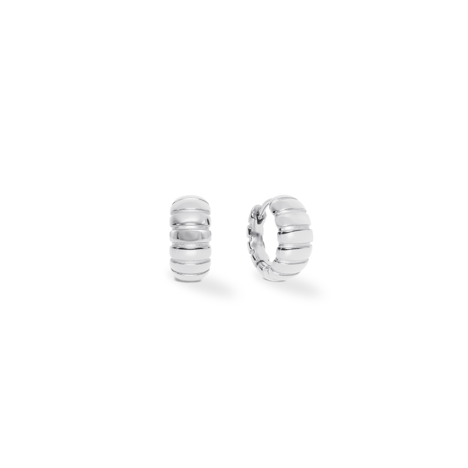 Structure Hoop Earrings Silver