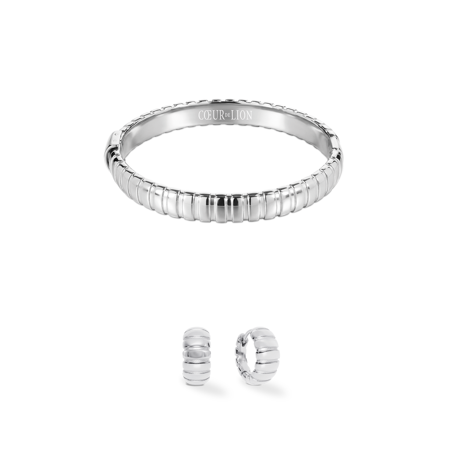 Structure Hoop Earrings Silver