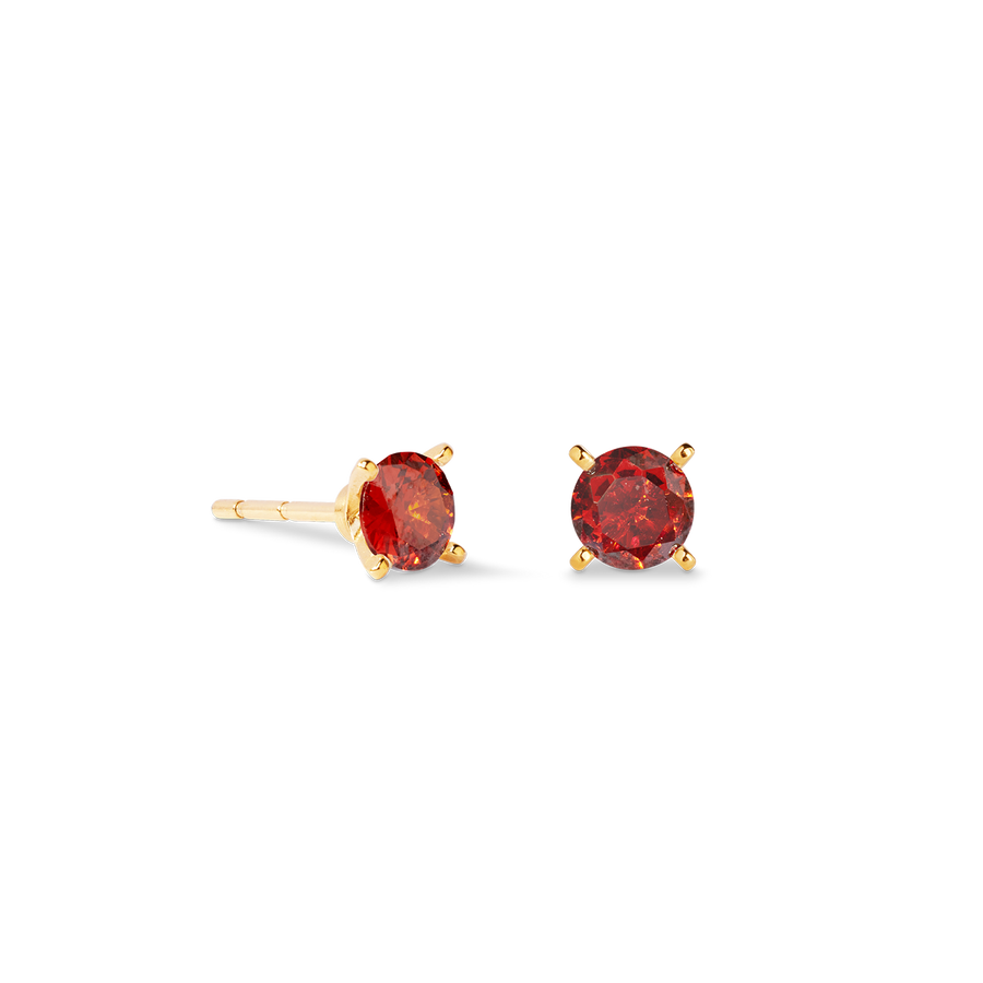 Stud earrings Glam Dot 5 mm gold-red