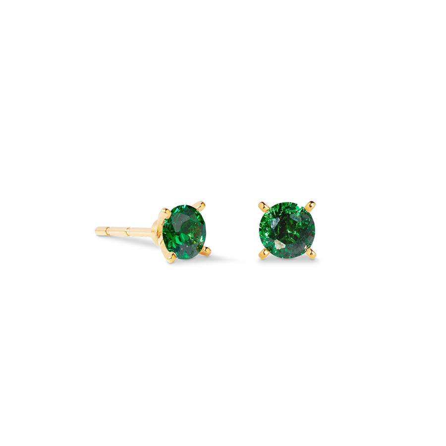 Stud earrings Glam Dot 5 mm gold-dark green