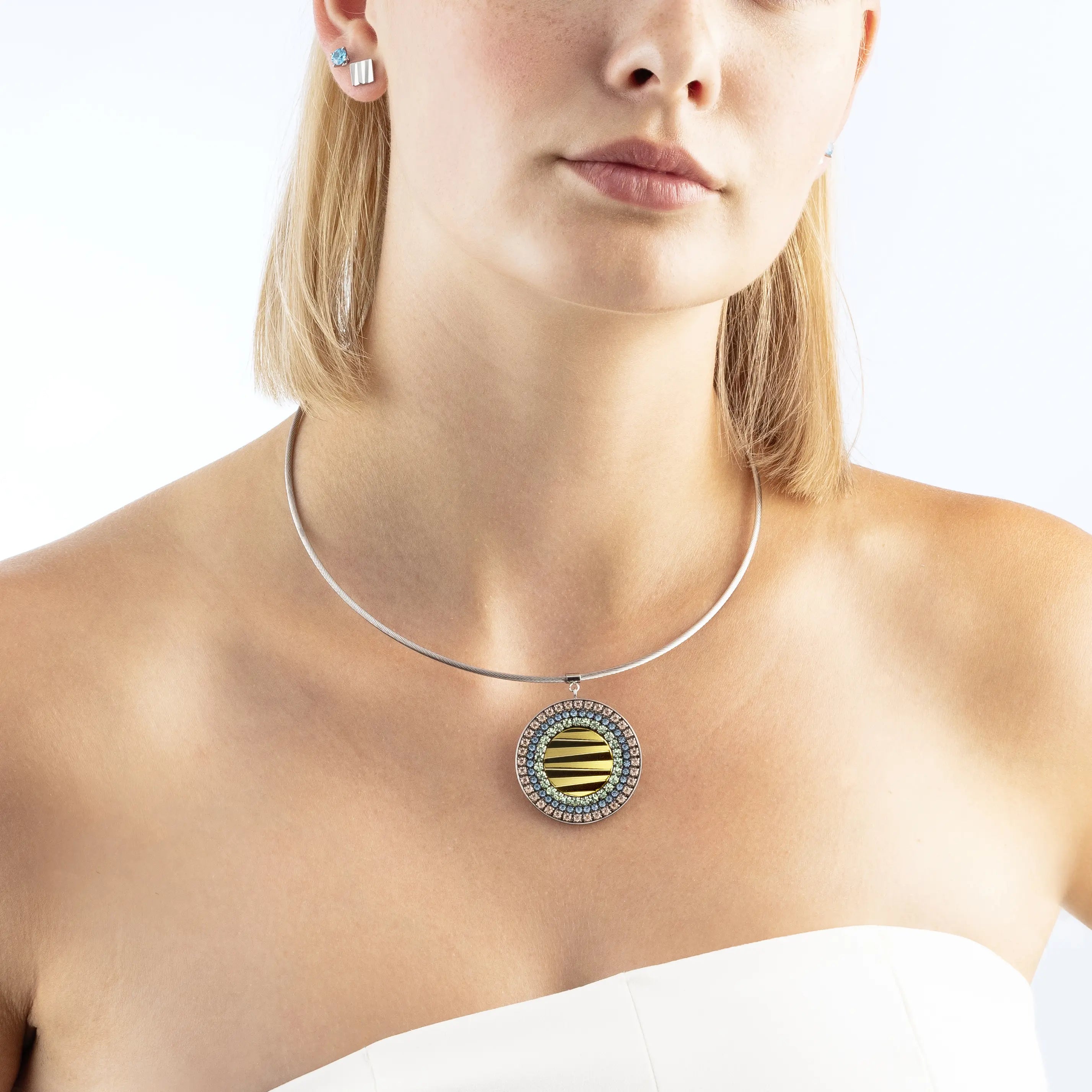 Stud earrings Glam Dot 5 mm silver-aqua