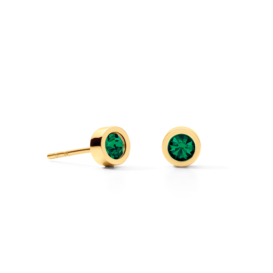 Earrings Sparkling Dots gold-dark green