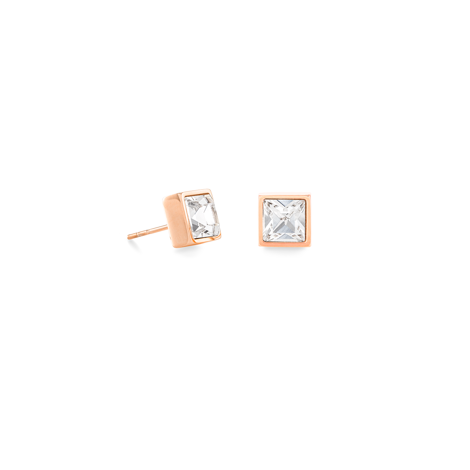 Brilliant Square big earrings roségold crystal