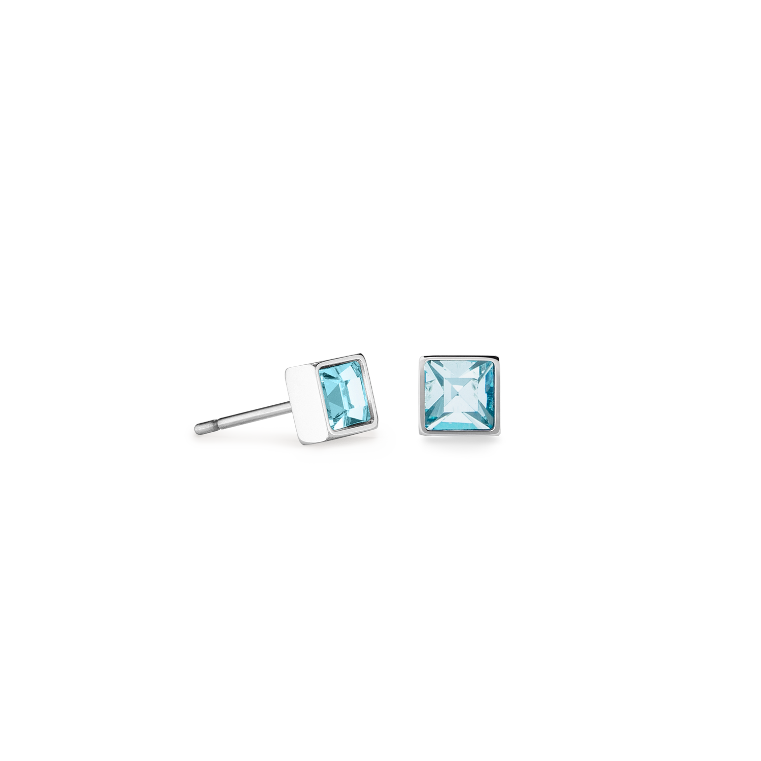 Brilliant Square small earrings aqua