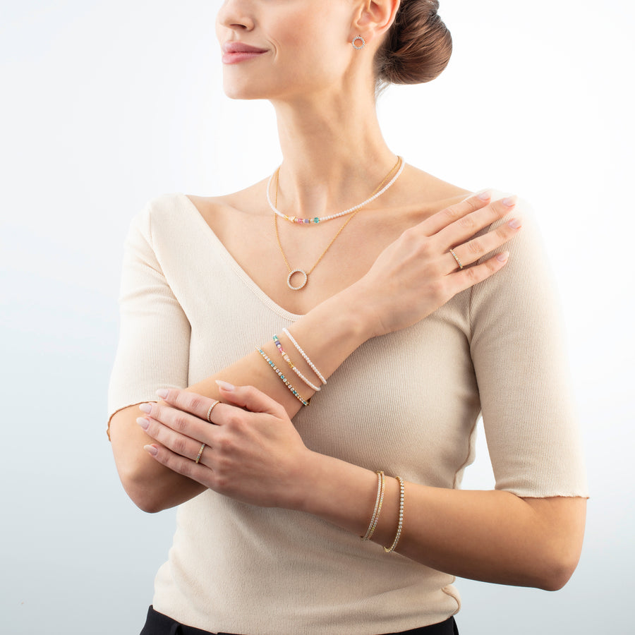 Tennis bracelet gold-multicolour pastel