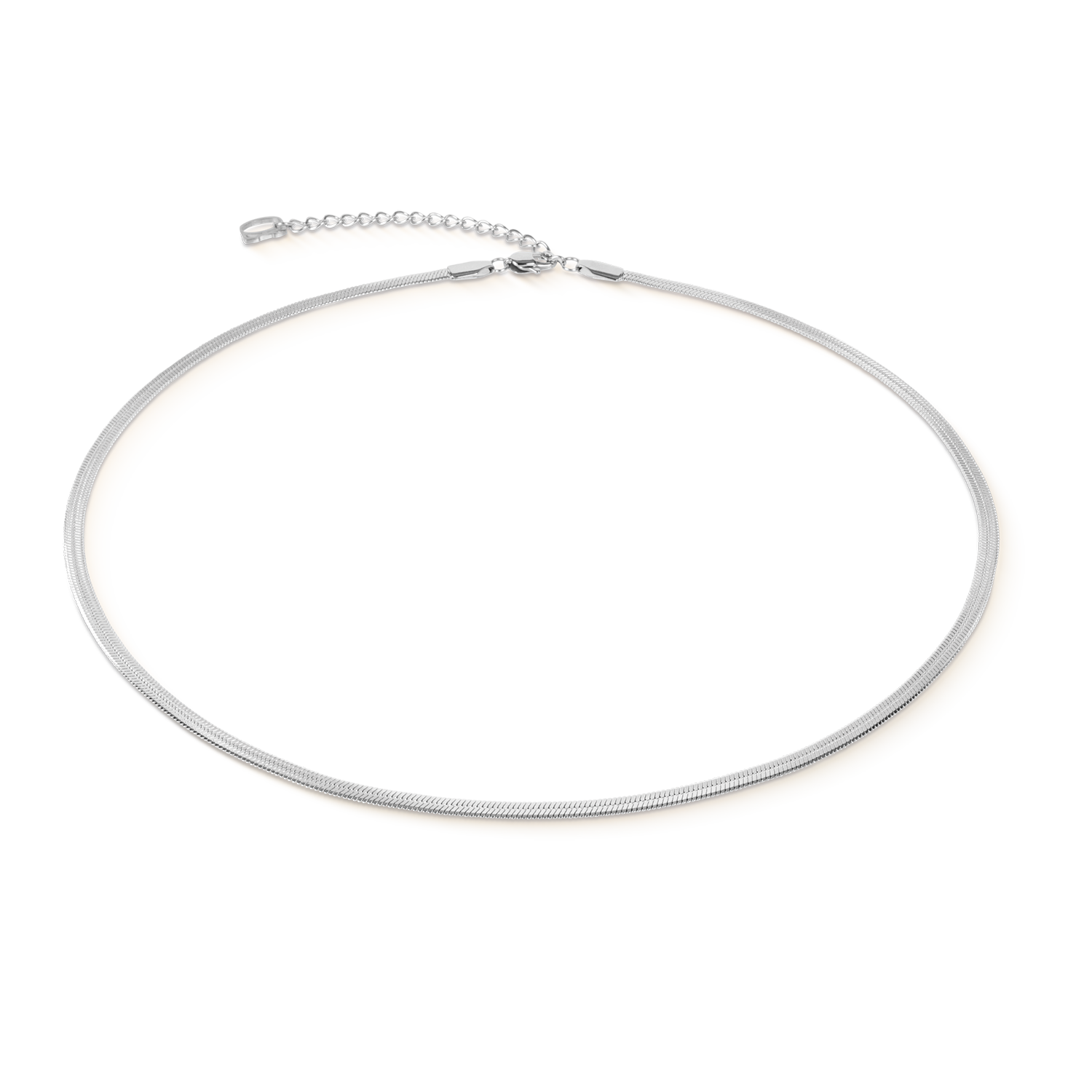 Flat Snake Chain Necklace Silver