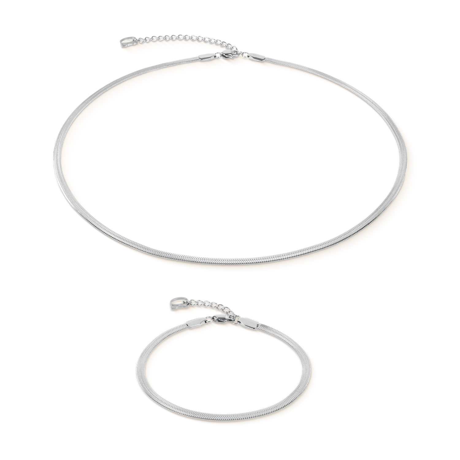 Flat Snake Chain Necklace Silver