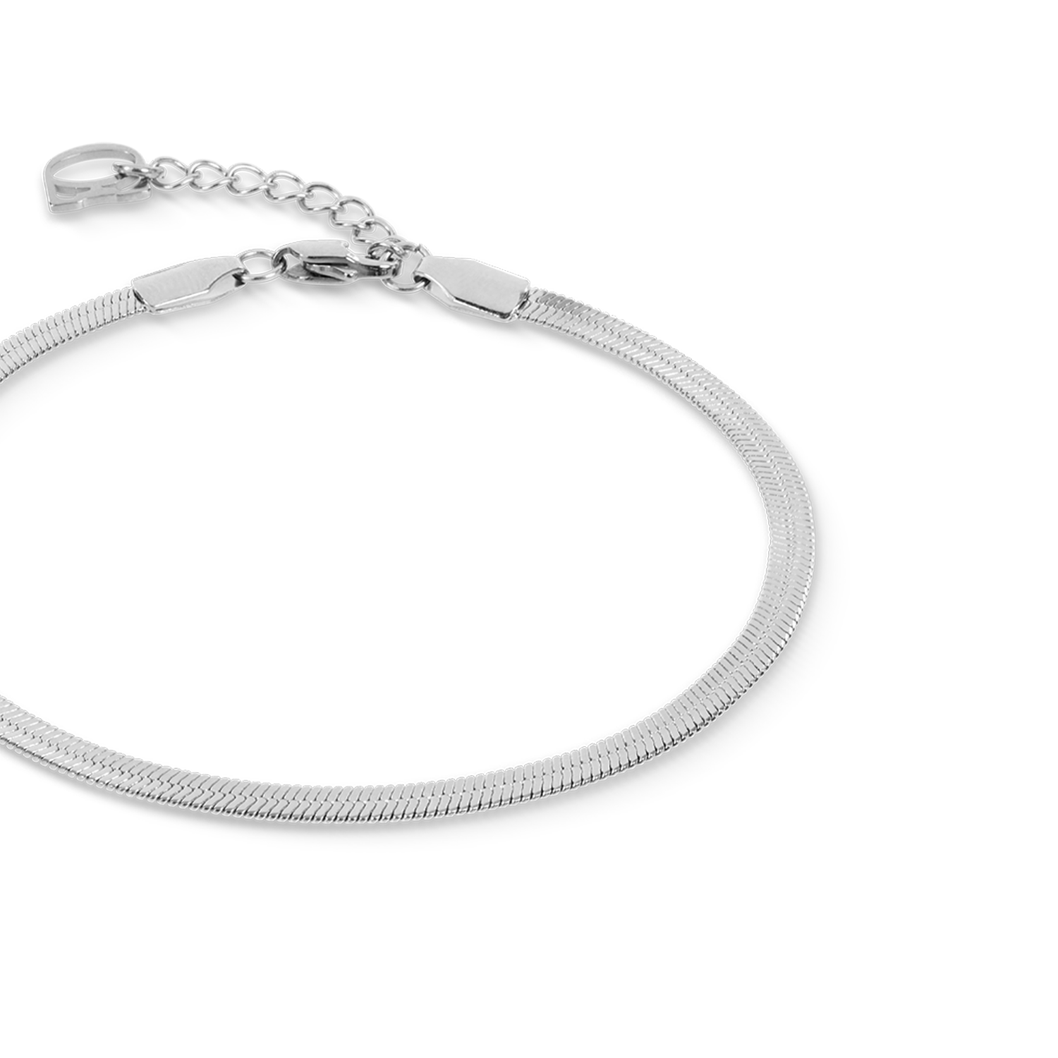 Flat Snake Chain Bracelet Silver