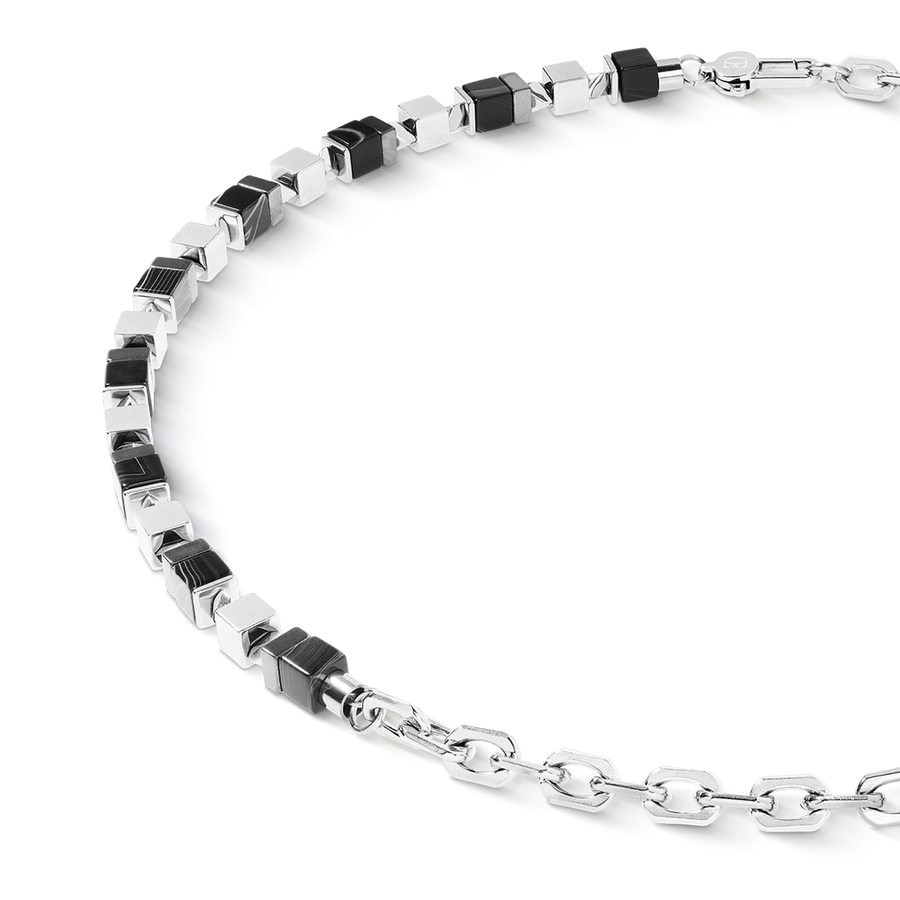 Necklace Precious Cubes Chain black-silver