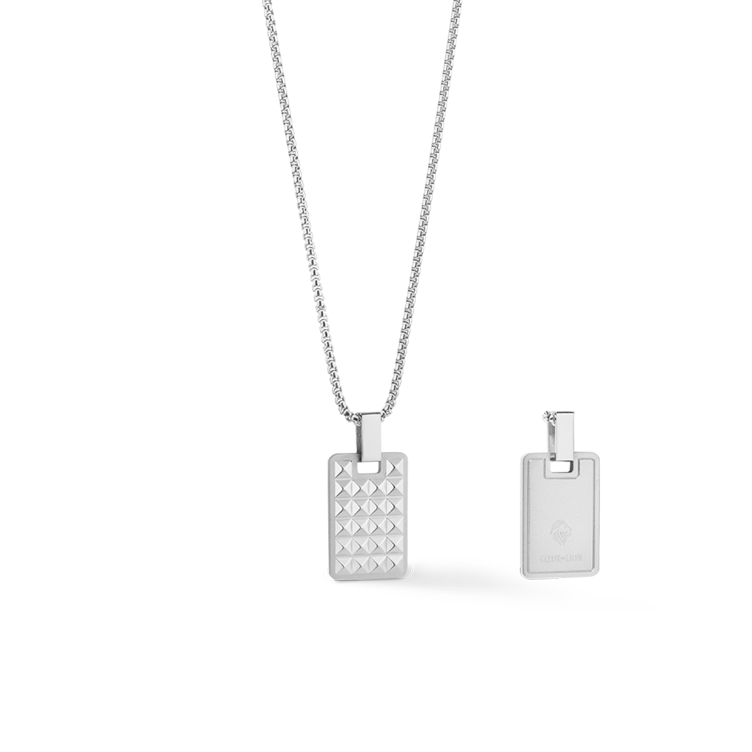 Spikes Silver Stainless Steel Necklace with Reversible Pendant