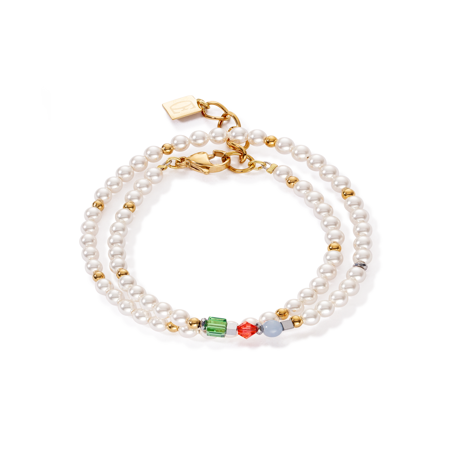 Princess Pearls bracelet Wrap Around gold multicolour Art Nouveau