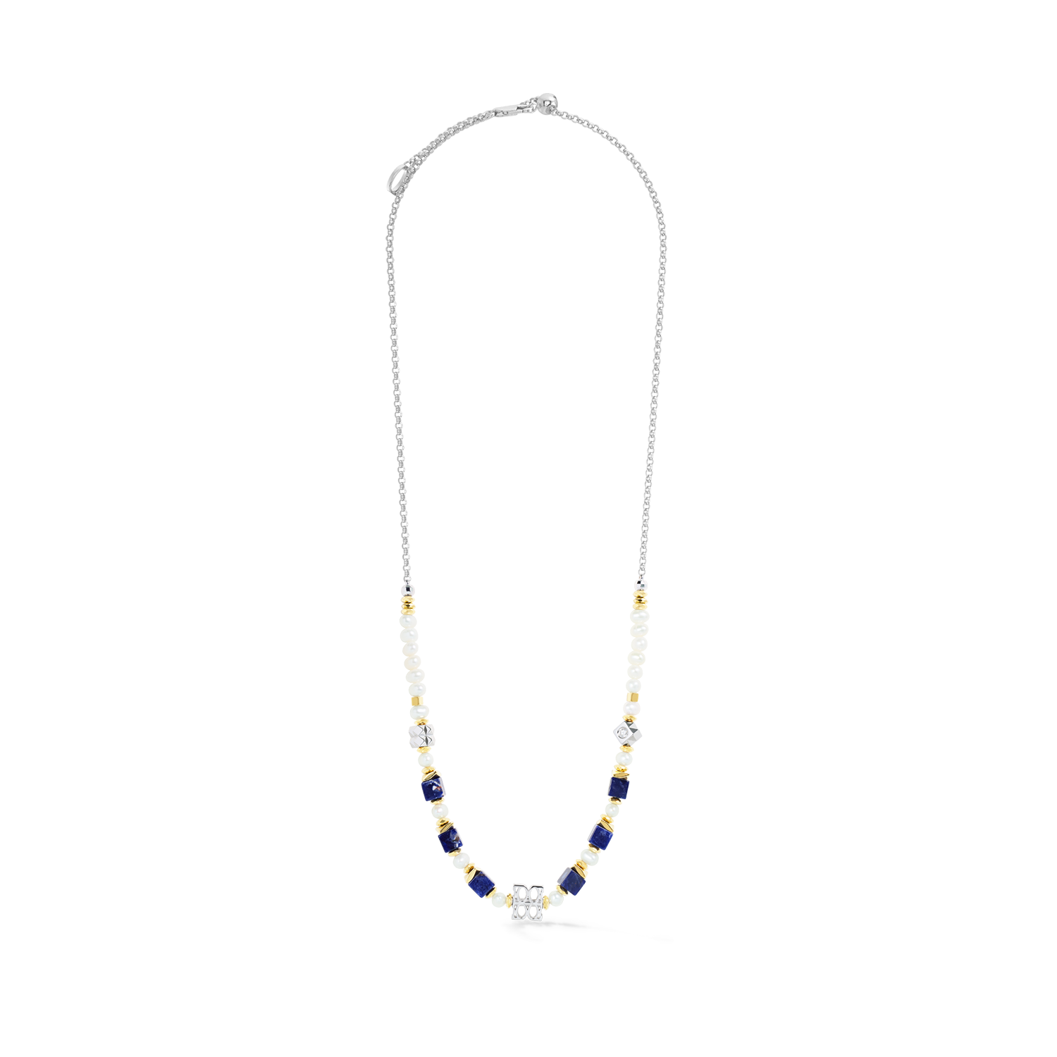 COEUR DE LION ICONIC Collection Signature Necklace Silver-Blue – Front view