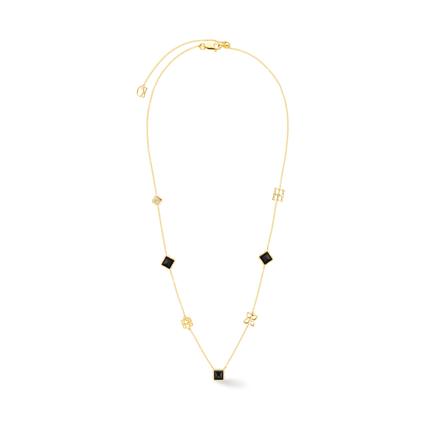 COEUR DE LION STATION Collection Slider Necklace Black-Gold – Front view