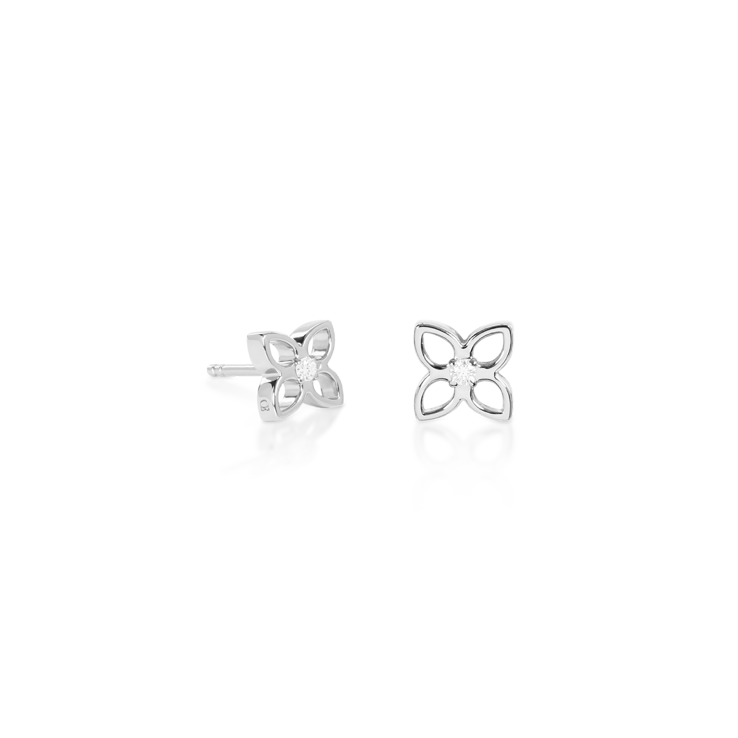 COEUR DE LION Fine Edition PETAL Silver Stud Earrings – Front view