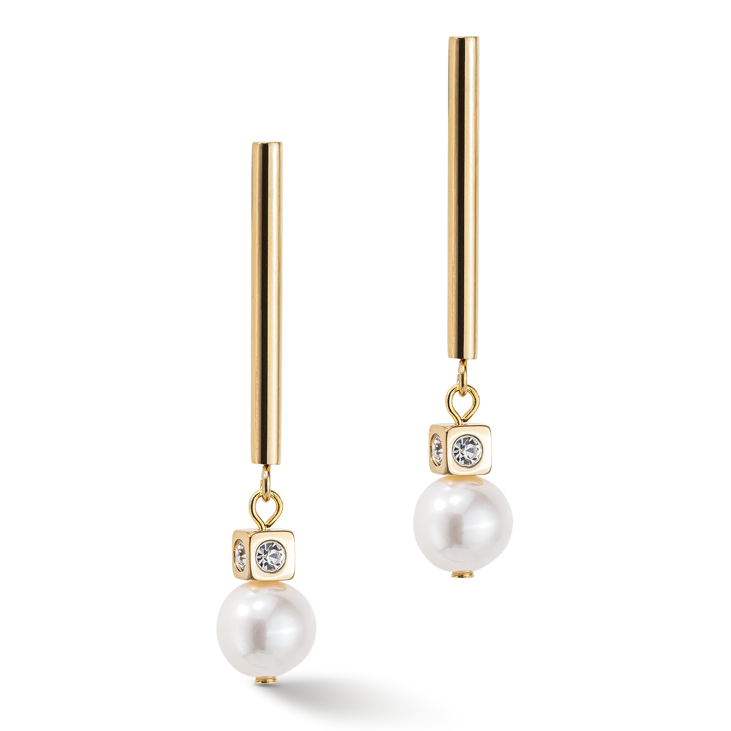 Earrings Asymmetry Freshwater Pearls & stainless steel white-gold