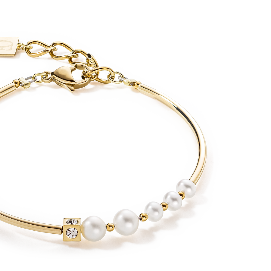 Bracelet Asymmetry Freshwater Pearls & stainless steel white-gold