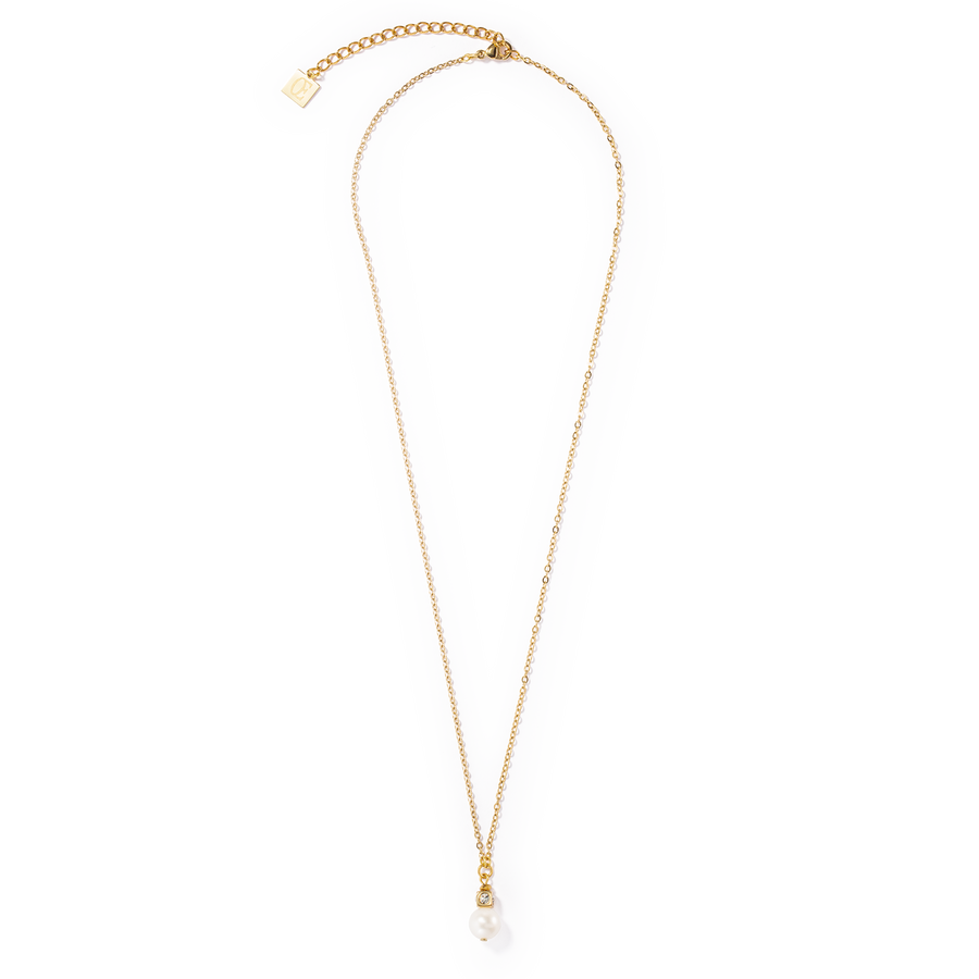 Solitaire freshwater pearl necklace gold