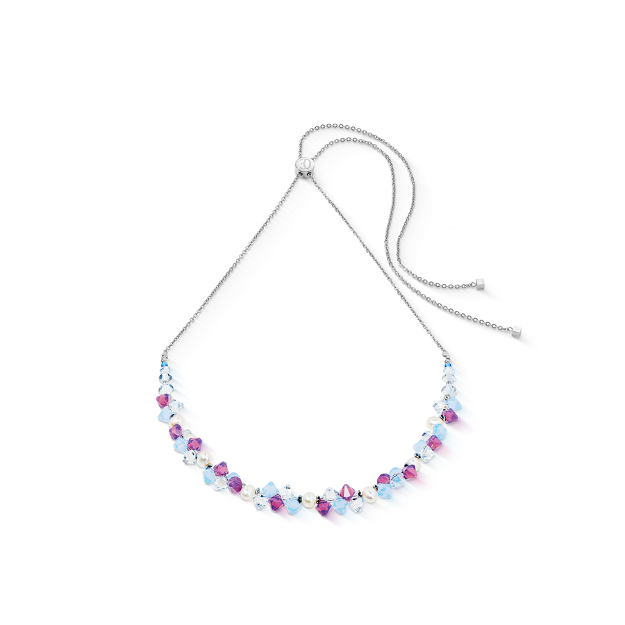 Necklace Dancing Crystals & Pearls lilac-blue