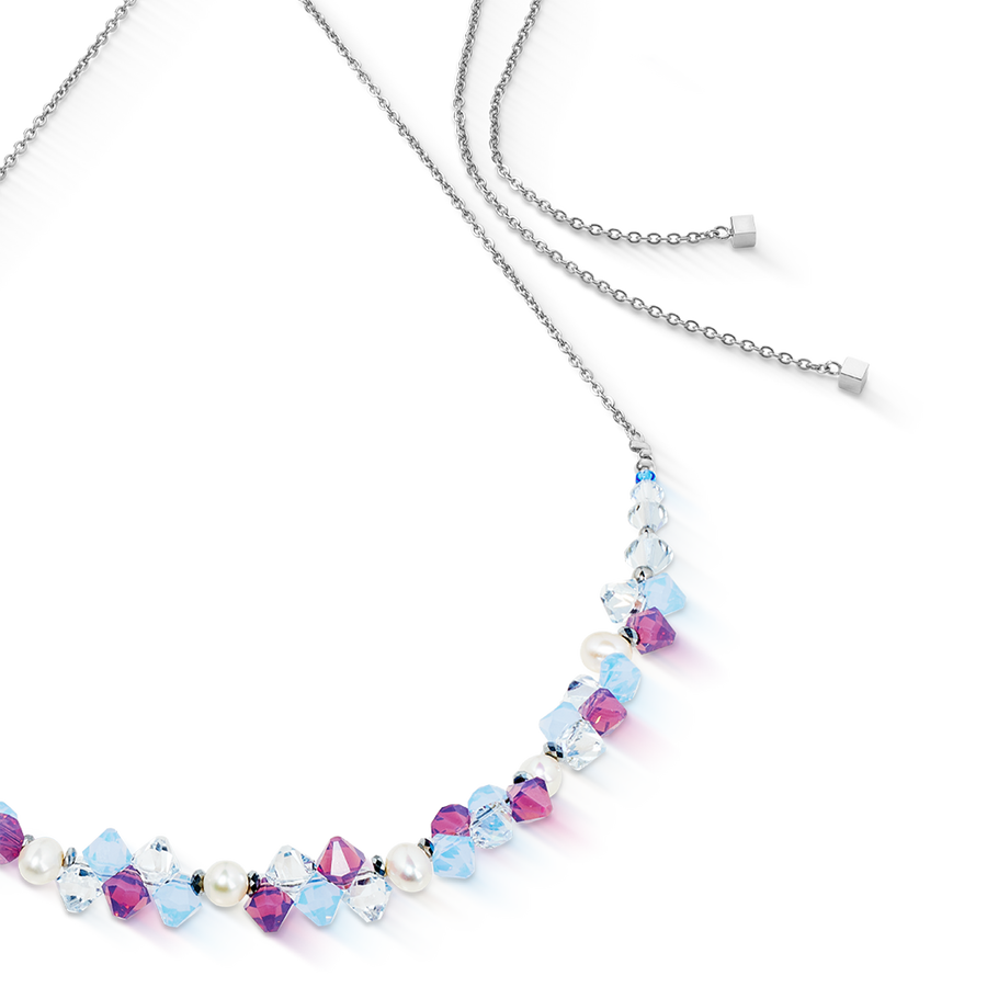 Necklace Dancing Crystals & Pearls lilac-blue