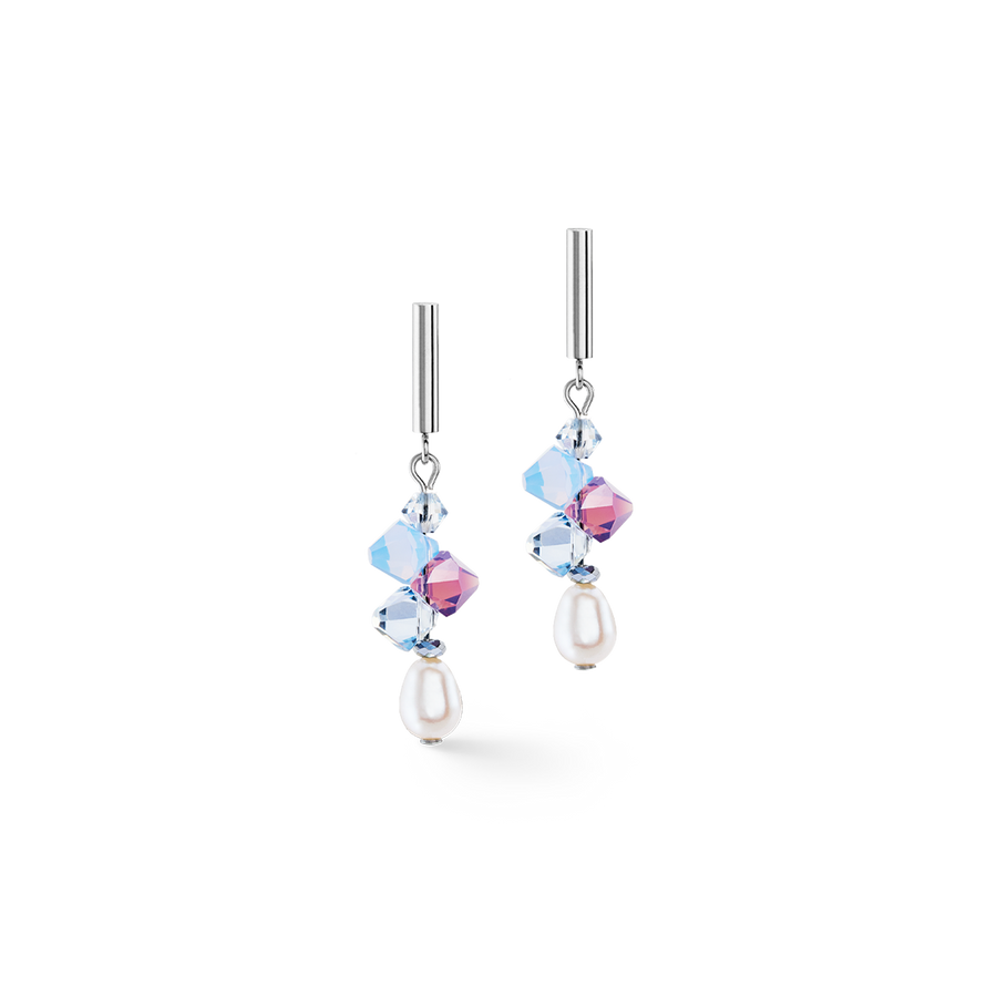 Earrings Dancing Crystals & Pearls lilac-blue