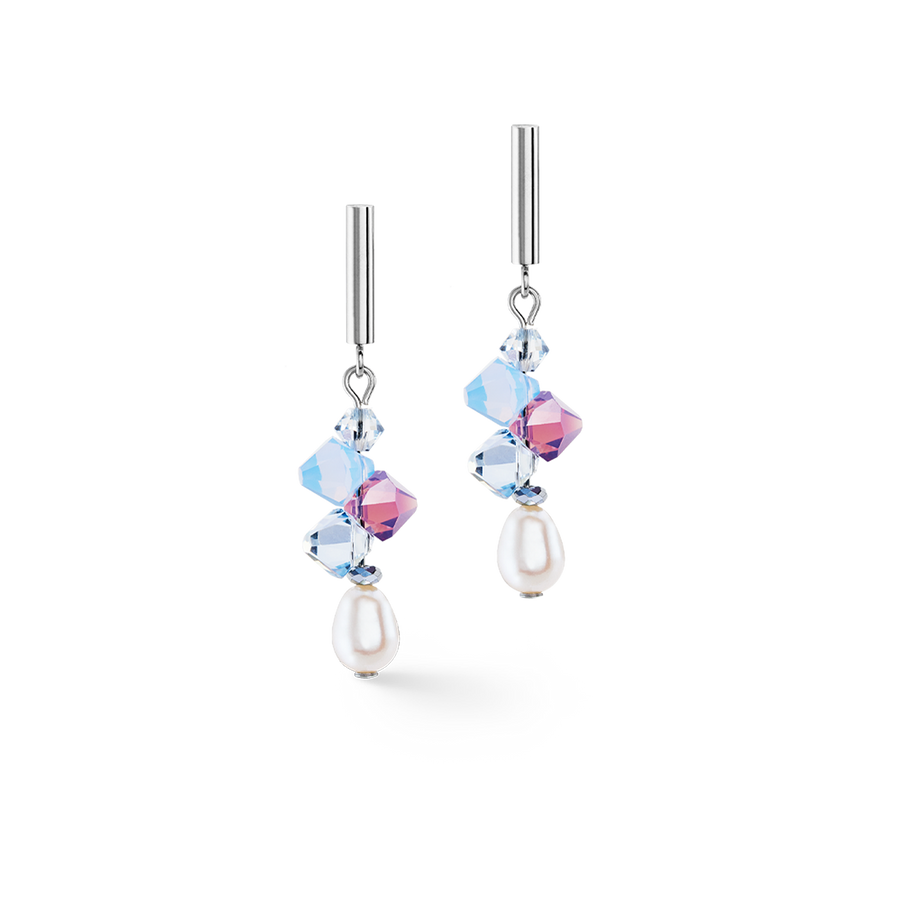Earrings Dancing Crystals & Pearls lilac-blue