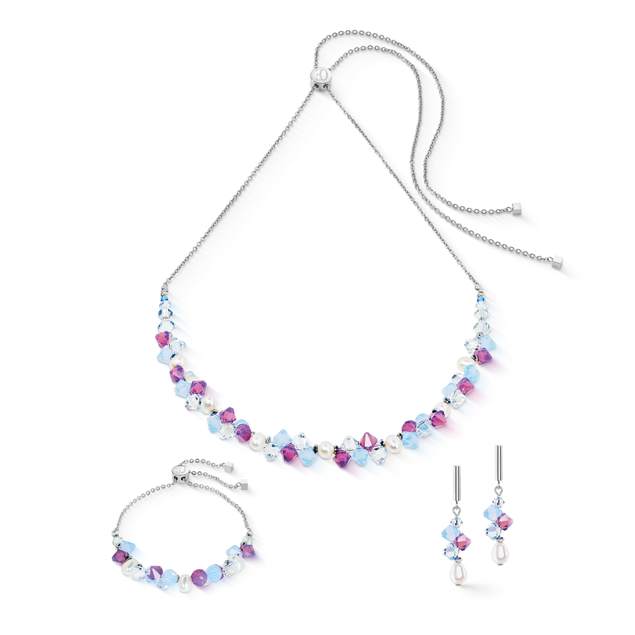 Earrings Dancing Crystals & Pearls lilac-blue