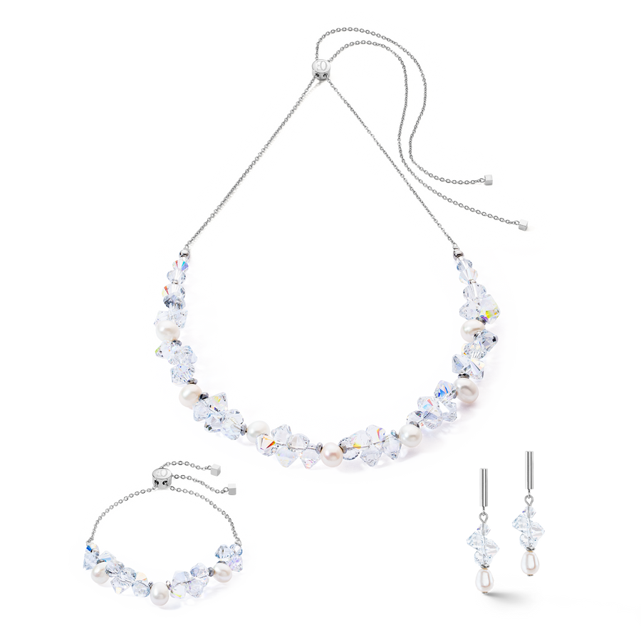 Earrings Dancing Crystals & Pearls silver