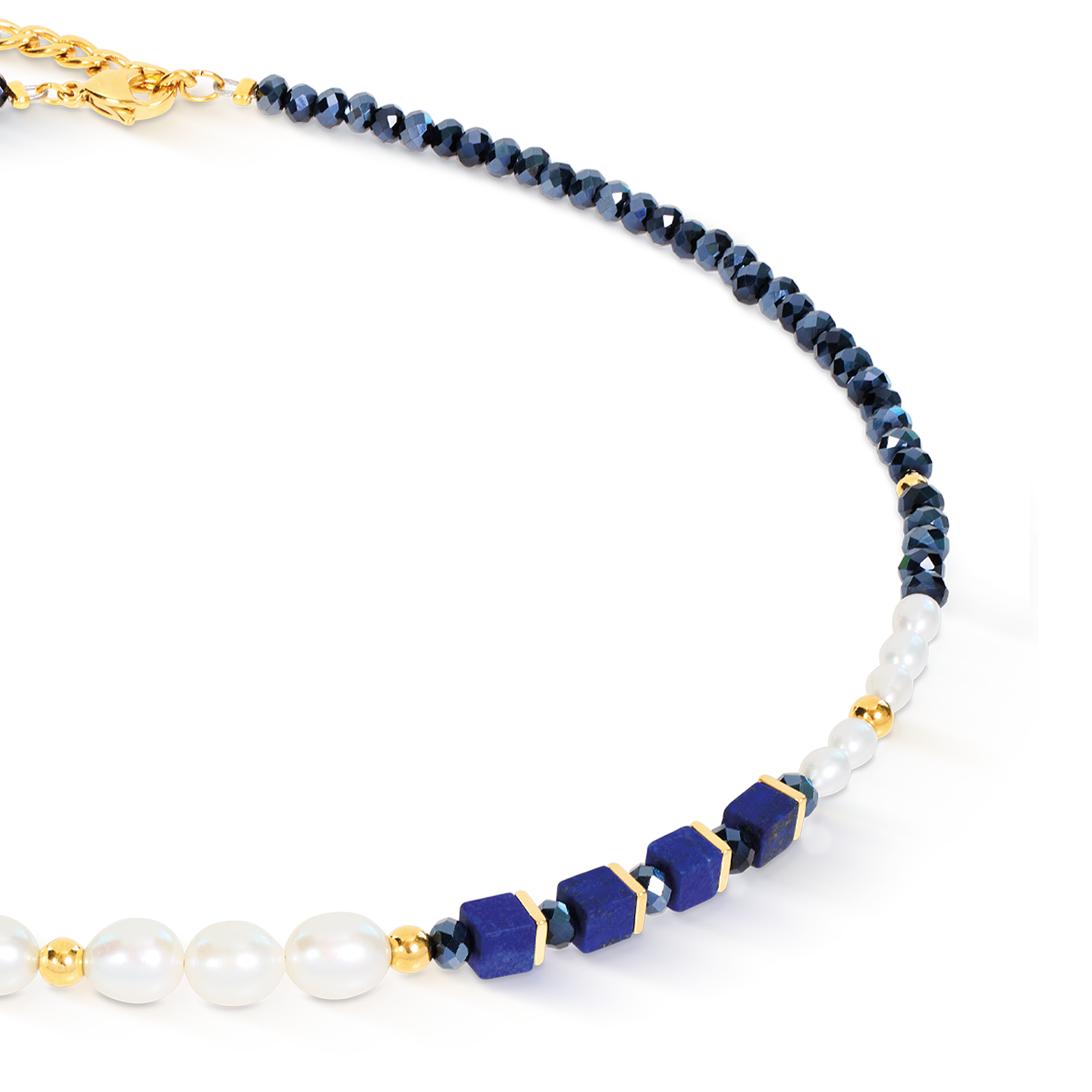 Necklace Cosmic Pearls Midnight Gold
